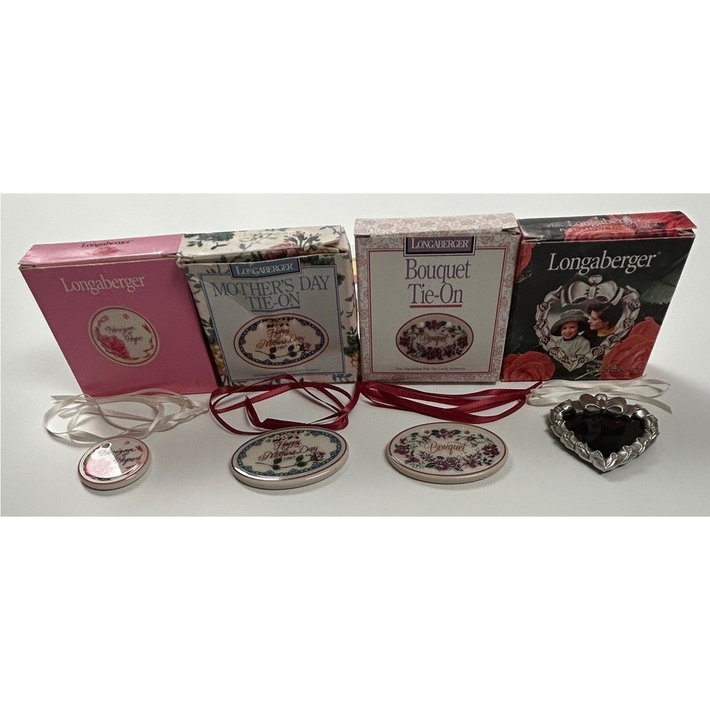 Longaberger Basket Tie-On Lot 4 Horizon of Hope Mothers Day Bouquet Pewter Frame